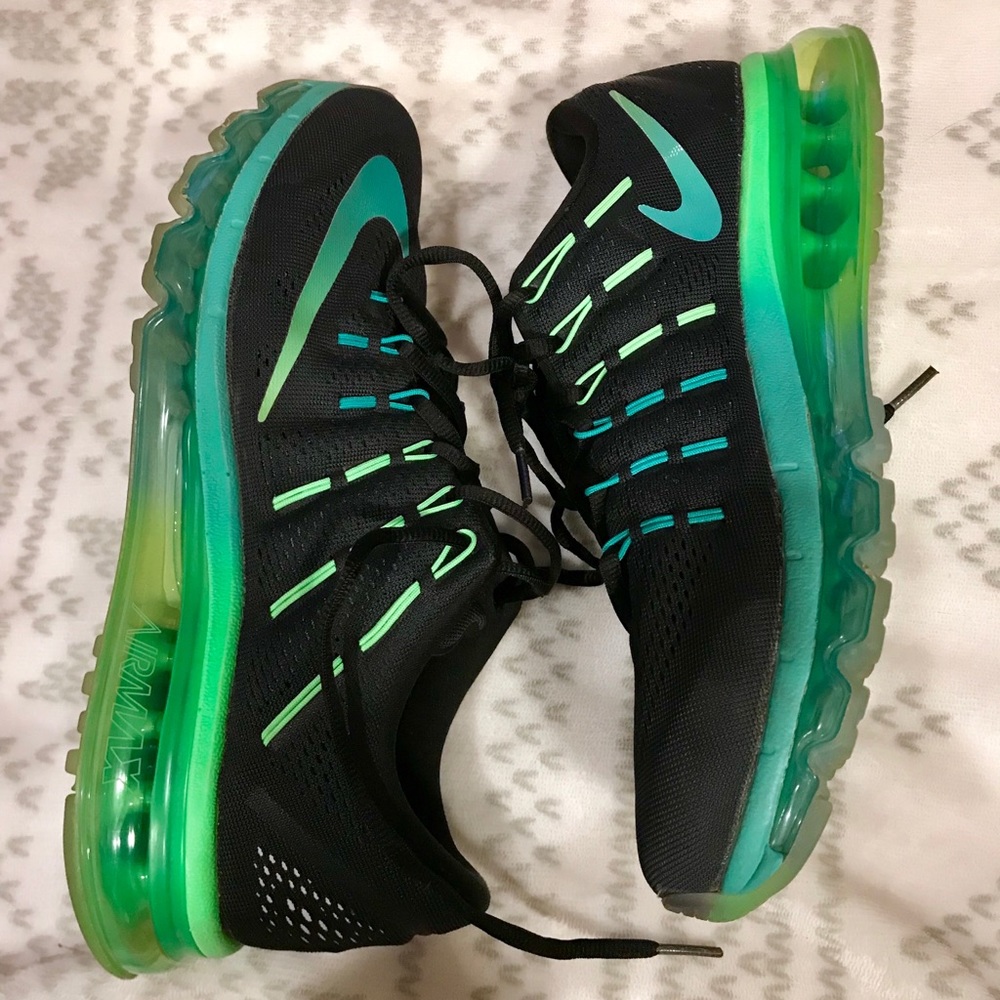 Women’s Nike Black, Green, and Blue Air Max 2016